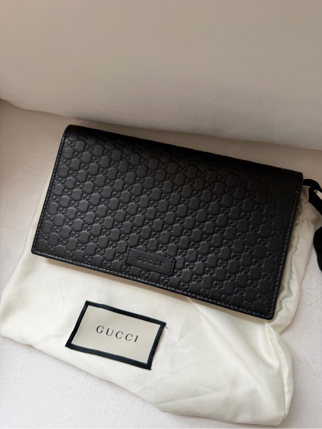 Gucci Black Gg Embossed Leather Long Wallet